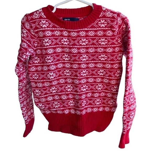 Gap Kids Fair Isle Knit Sweater XS (4-5) Holiday Christmas Red White Long Sleeve - Picture 3 of 8